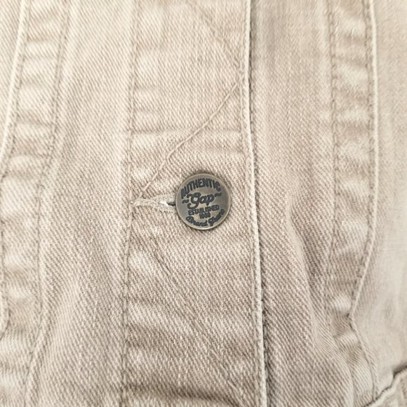 Girls GAP KIDS Youth L(10) Beige Tan Denim Button-Up Long Sleeve Jacket Pockets - Picture 7 of 13
